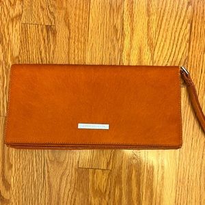 Dyrberg/Kern Orange Calf Hair Wristlet Clutch